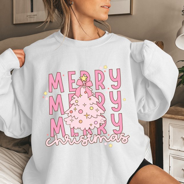 Camiseta Merry Christmas Tree pink Coquette (Criador carregado)