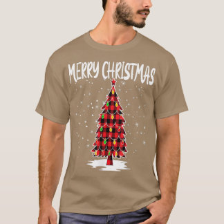 Camiseta Merry Christmas Tree Red Buffalo Plaid Xmas Pajama
