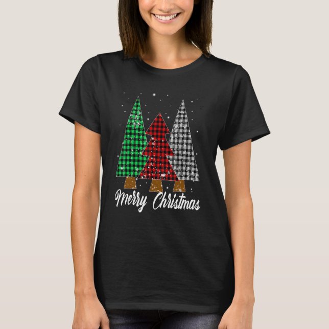 Camiseta Merry CHristmas Tree Xadrez para Men W (Frente)