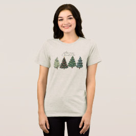 Camiseta Merry Christmas Trees Watercolor Holida Minimalist