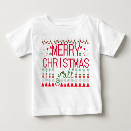 Camiseta "Merry Christmas Y'all" Ugly Sweater Baby Tee
