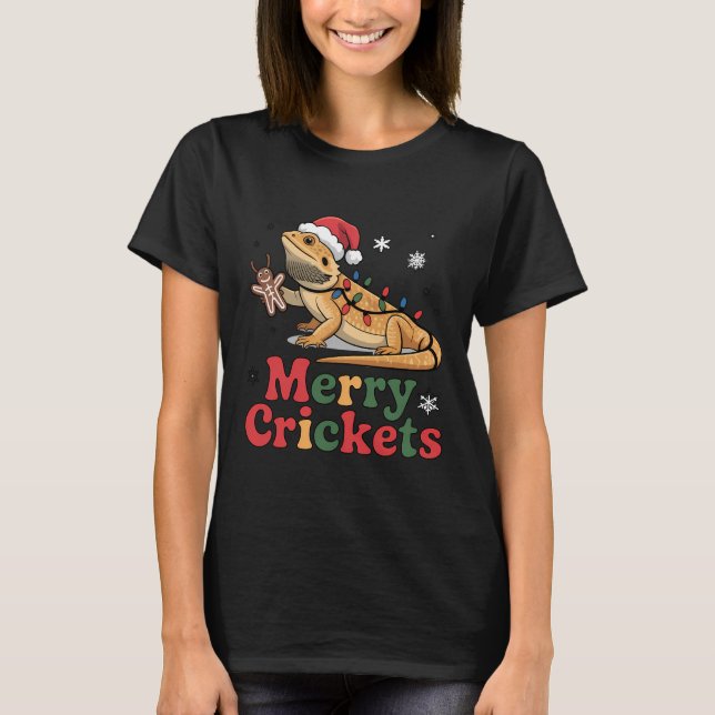 Camiseta Merry Crickets Lizard Christmas Lights (Frente)