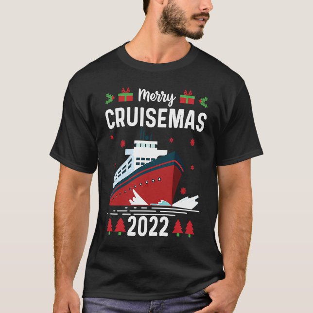 Camiseta Merry Cruisemas 2022 Family Cruise Christmas  Boat (Frente)