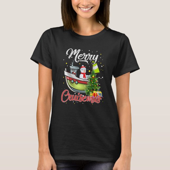 Camiseta Merry Cruisemas Merry Christmas  Snowman Tree Crui (Frente)
