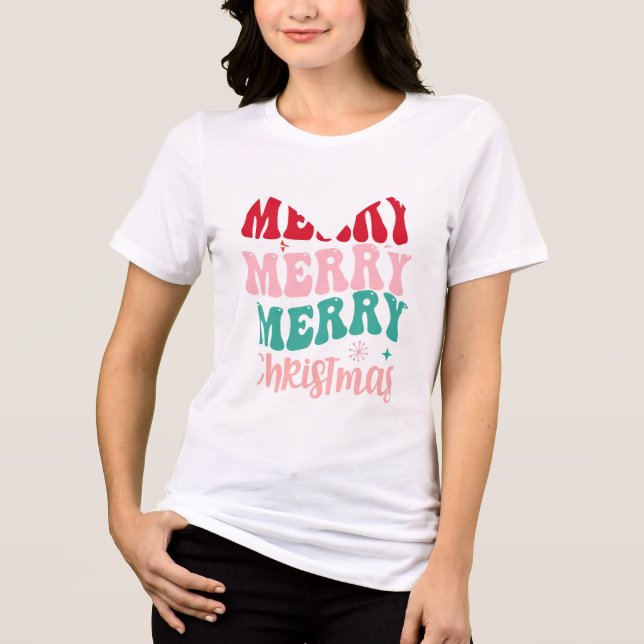 Camiseta 'Merry' de Blocos Divertidos e Retrô (Frente)