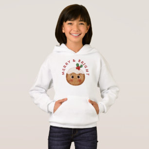 Camiseta Merry e Brilhante Kawaii Capuz de Pudim de Natal