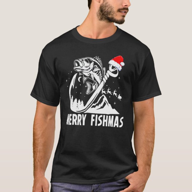 Camiseta Merry Fishmas Christmas Fishing Holiday (Frente)