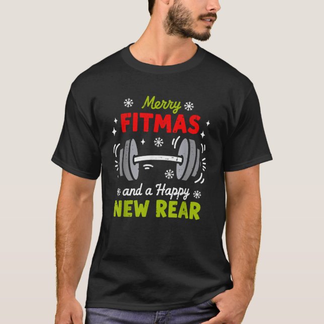 Camiseta Merry Fitmas and A Happy New Rear Christmas Fitnes (Frente)