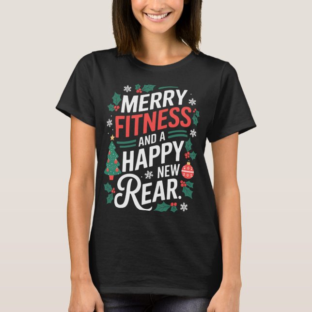 Camiseta Merry Fitness And A Happy New Rear Fitmas Christma (Frente)