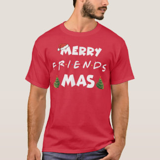 Camiseta Merry Friendsmas Christmas Trees Lights Santa Hat 