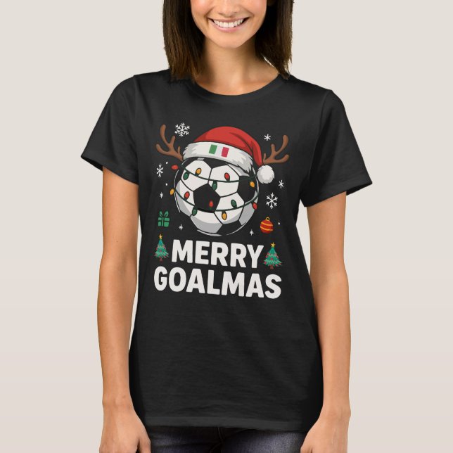 Camiseta Merry Goalmas Italy - Funny Soccer Christmas (Frente)