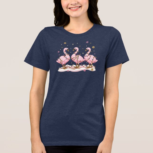 Camiseta Merry Goose Escapade Pink Christmas Lights Gift (Frente)