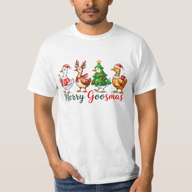 Camiseta Merry Goosmas Christmas Funny Goose Tri-Blend Shir (Frente)