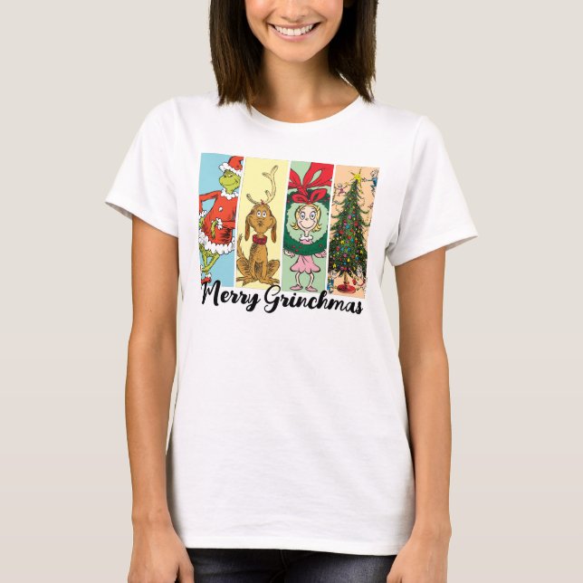 Camiseta Merry Grinchmas Holiday Collage (Frente)