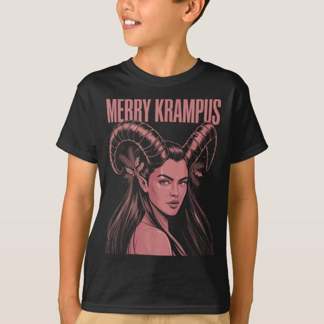Camiseta Merry Krampus Ironic Lilith Christmas Dark Feminin (Frente)