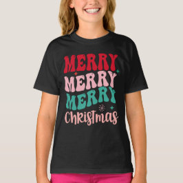 Camiseta Merry Merry Merry Christmas Retro