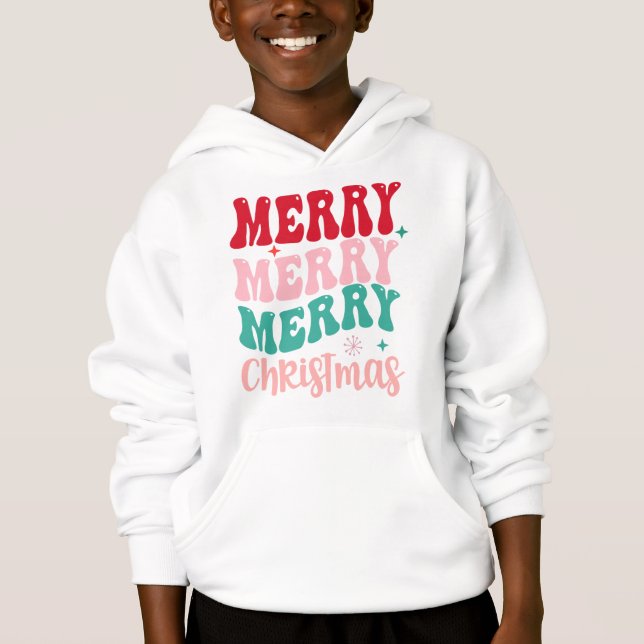 Camiseta Merry Merry Merry Christmas Retro (Frente)