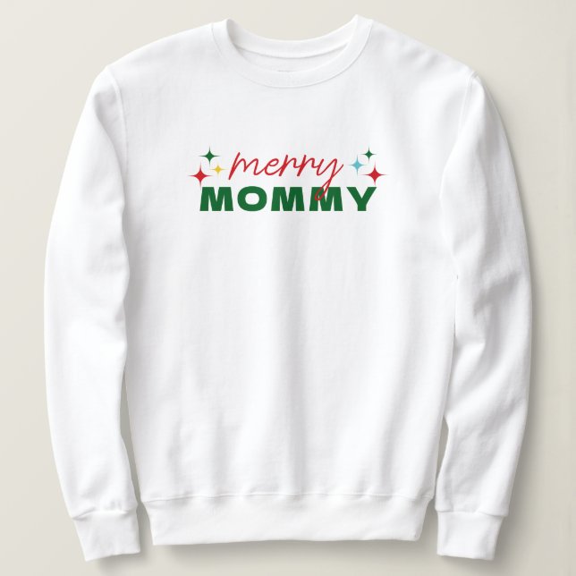 Camiseta Merry Mommy Cute Colorful Script Christmas (Frente do Design)