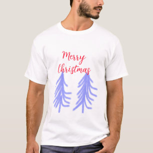 Camiseta Merry Natal - Pinheiros de pinheiros roxos