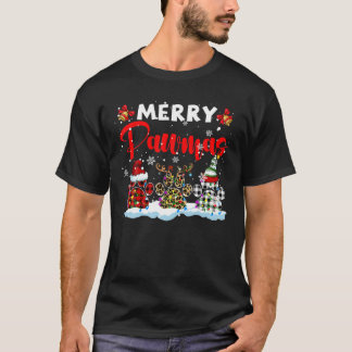 Camiseta Merry Pawmas Xmas ELF Reindeer Santa Plaid Leopard