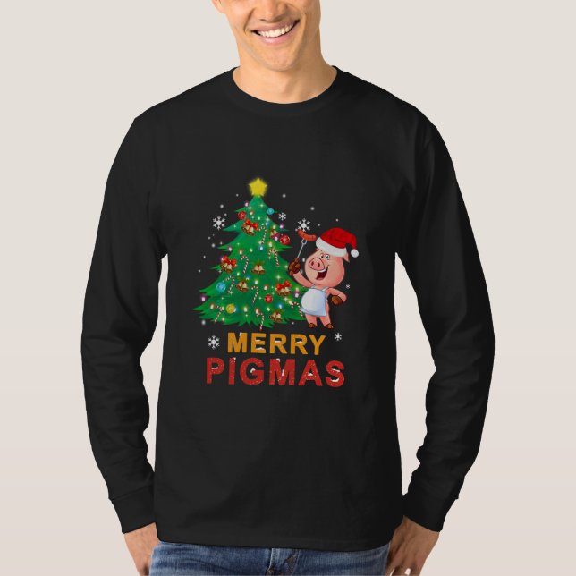 Camiseta Merry Pigmas Christmas Pig Lovers Christmas Tree (Frente)