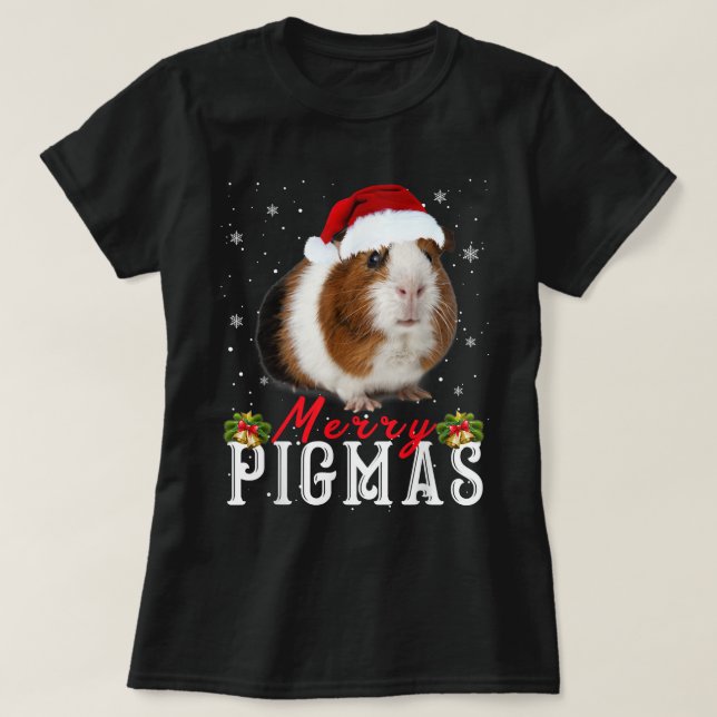Camiseta Merry Pigmas Face Mask Funny Guinea Pig Christmas  (Frente do Design)