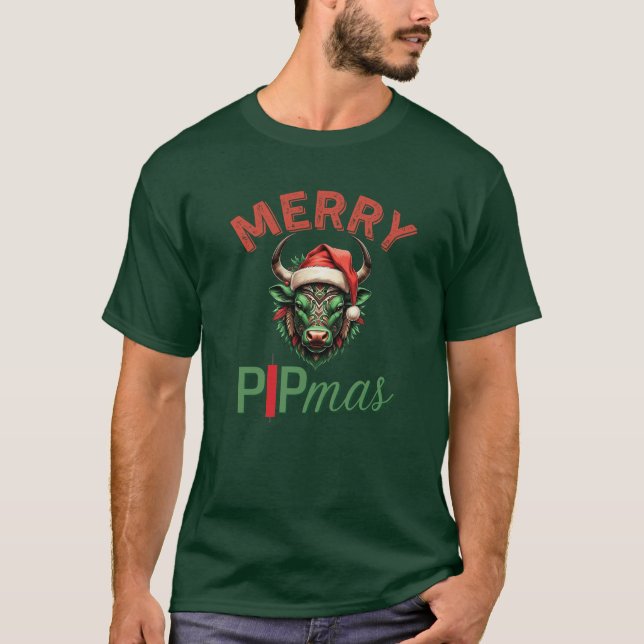 Camiseta Merry PIPmas Trading Bull Christmas Design – Funny (Frente)