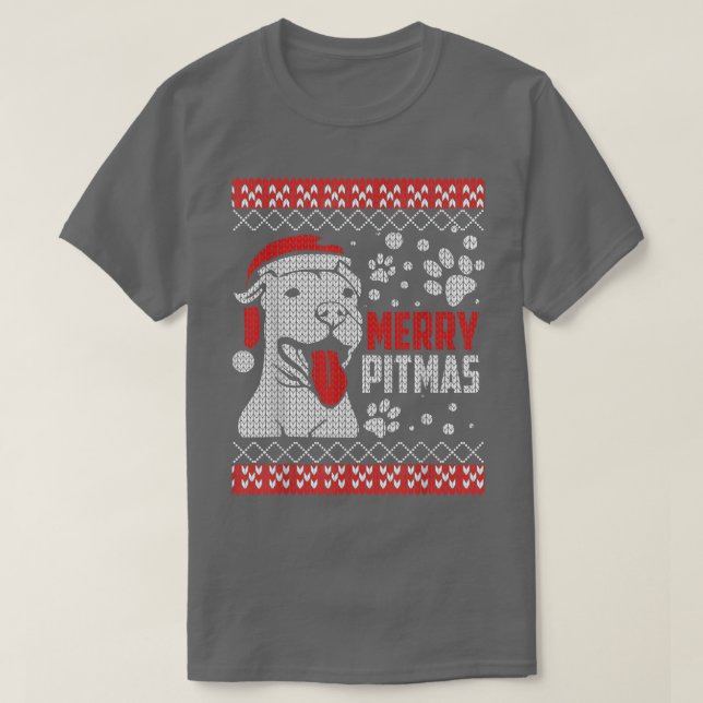 Camiseta Merry Pitmas Pitbull Pit Bull Ugly Christmas  (Frente do Design)