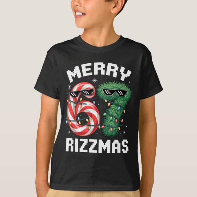 Camiseta Merry Rizzmas 67 Candy Cane Tree Sungles Funny  (Frente)