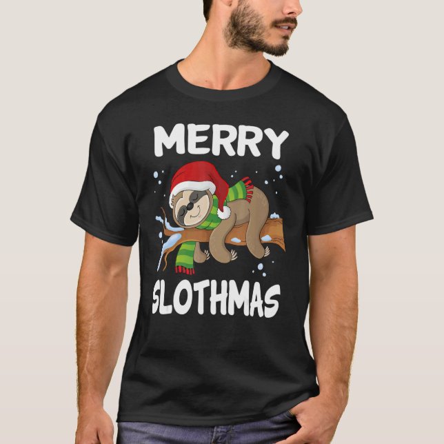Camiseta Merry Slothmas Lazy Sloth Christmas Sloth  Xmas Te (Frente)