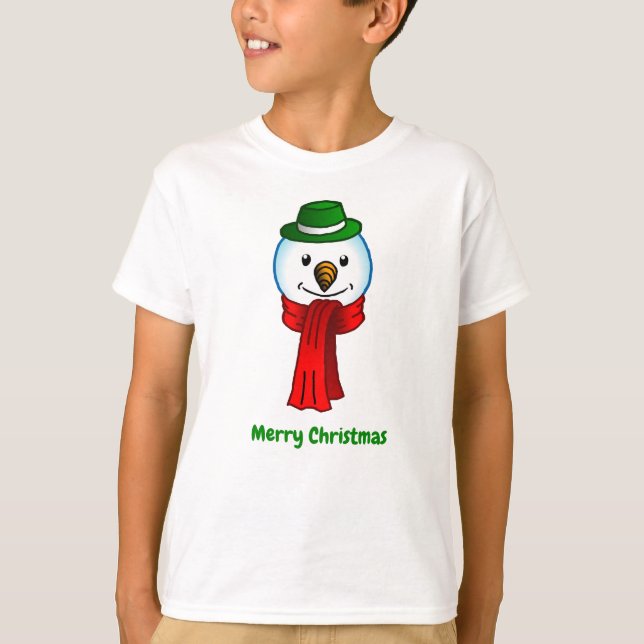 Camiseta Merry Snowman with his Red Scarf (Frente)