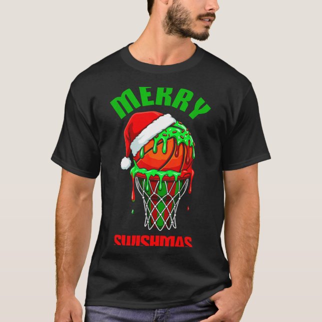 Camiseta Merry Swishmas Basketball Ugly Christmas Xmas Men  (Frente)