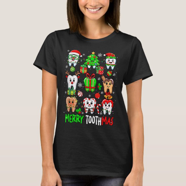 Camiseta Merry Toothmas Teeth Collection Santa Reindeer Xma (Frente)