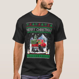 Camiseta Merry Ugly Christmas Black Lab Hat Santa Red Truck