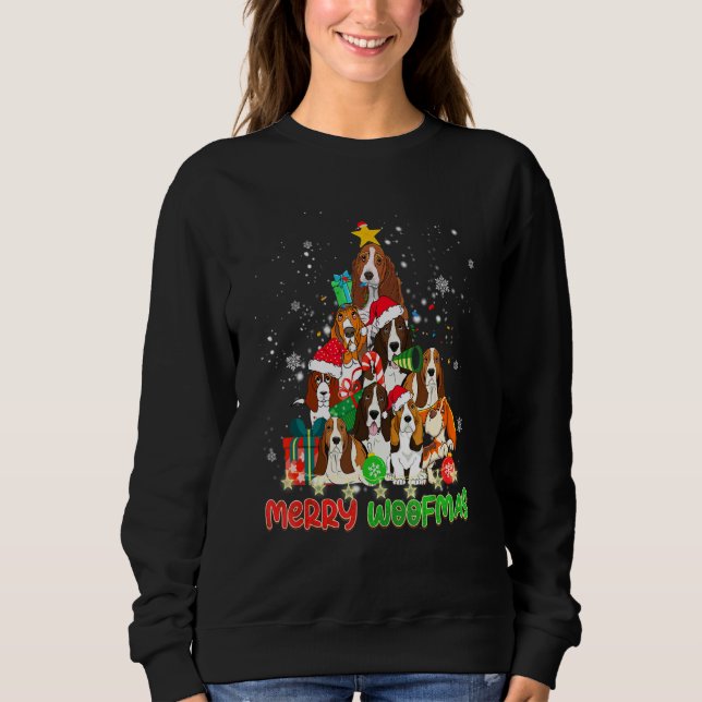 Camiseta Merry Woofmas Merry Christmas For Basset Hound Dog (Frente)