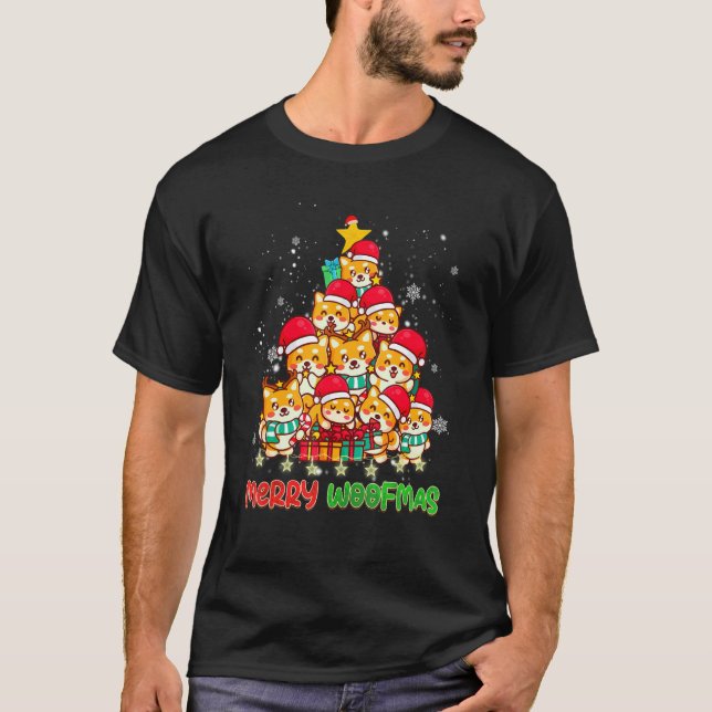 Camiseta Merry Woofmas Merry Christmas For Welsh Corgi Dog (Frente)