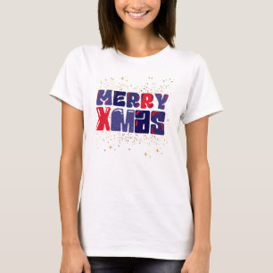 Camiseta Merry Xmas Cute Red Dourado
