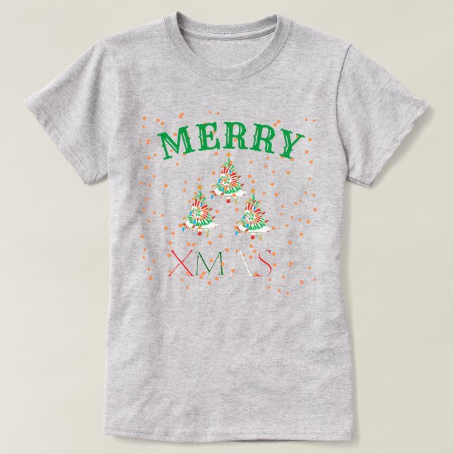 Camiseta Merry Xmas Women Cinza (Frente do Design)