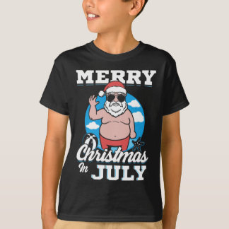 Camiseta Merrychristmas In July Funny Santa