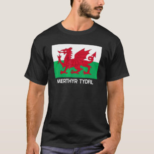 Camiseta Merthyr Tydfil Wales Welsh Flag Baner Y Ddraig Goc