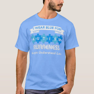 Camiseta Mês Autismo Eu Visto Azul Para Consciência Autismo