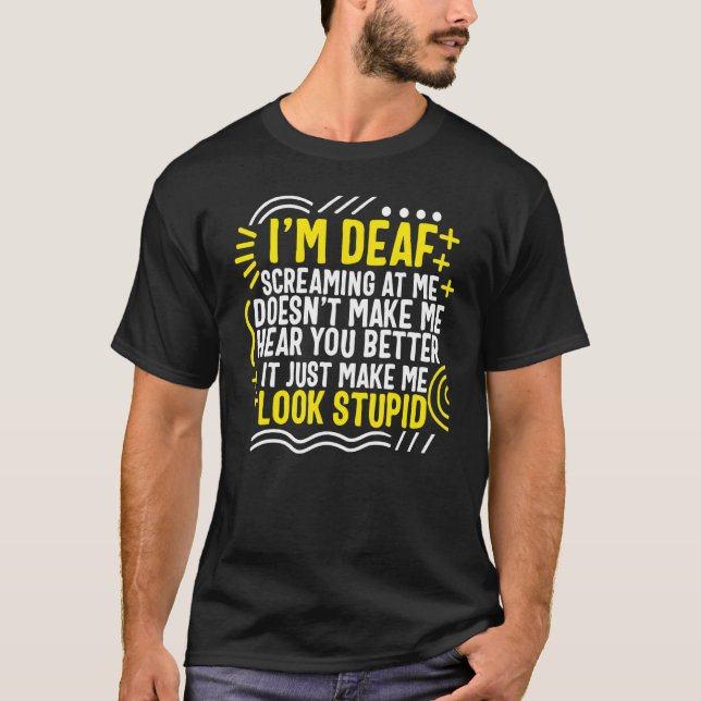 Camiseta Mês da Consciência dos Deficientes Auditivos Estou (Frente)