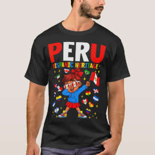 Camiseta Mês da Herança Hispânica Bandeira do Peru Menina P