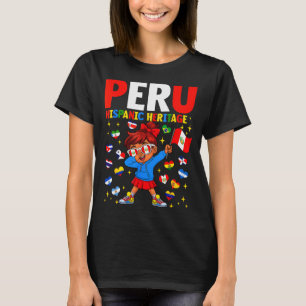 Camiseta Mês da Herança Hispânica Bandeira do Peru Menina P