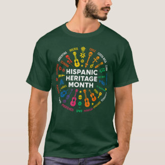 Camiseta Mês da Herança Hispânica Bandeiras Latinas Países
