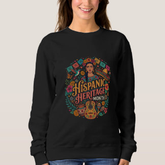 Camiseta Mês da Herança Hispânica Colorida Arte Folclórica 