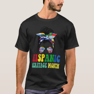 Camiseta Mês da Herança Hispânica Mapa Bandeiras Países Lat