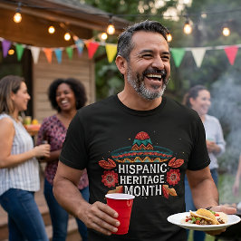 Camiseta Mês da Herança Hispânica Sombrero de Arte Folclóri