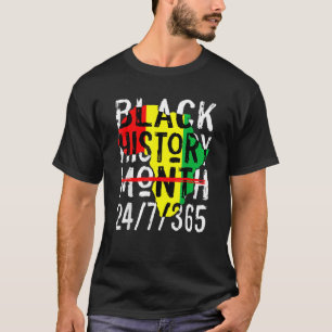 Camiseta Mês da História Negra 24 7 365 África Mapa Melanin