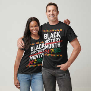 Camiseta Mês da História Negra 24/7/365 Orgulho América Afr